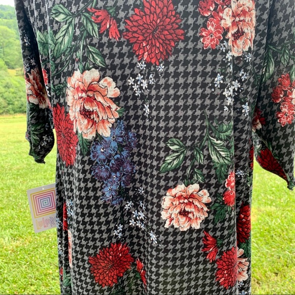 LuLaRoe Shirley Houndstooth Floral Kimono SM NWT - Picture 4 of 10